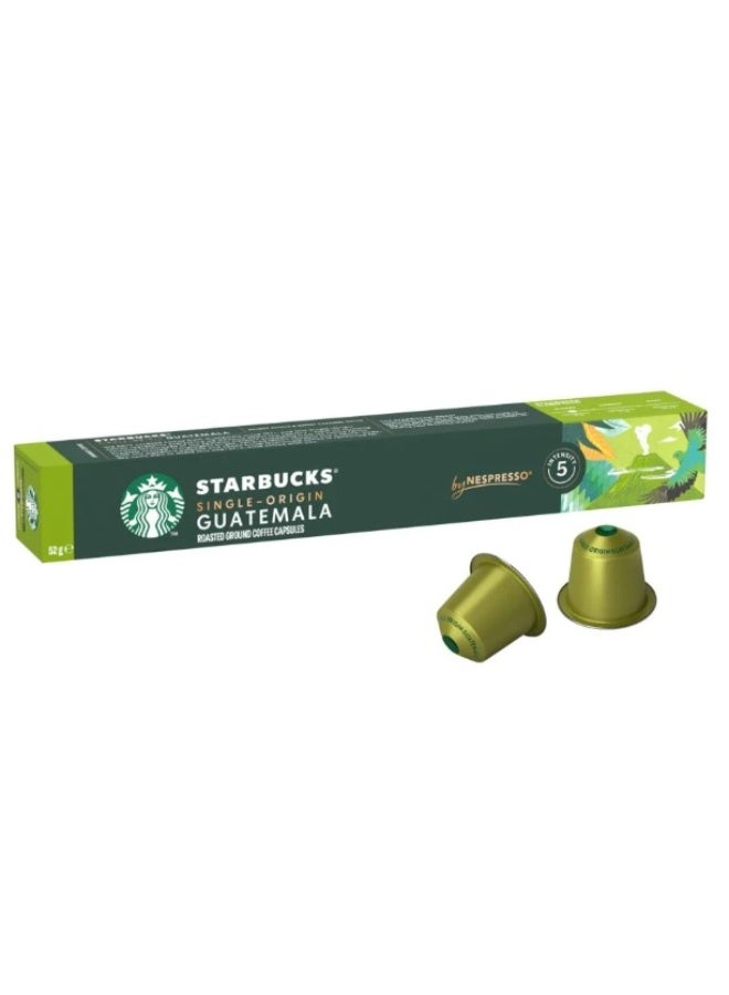 كبسولات قهوة ستاربكس أحادية المنشأ من غواتيمالا متوافقة مع ماكينات نسبريسو، 10 قطع